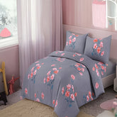 Duvet Covers, gray duvet covers, gray floral duvet covers, single duvet covers, double duvet covers, king size duvet covers, microfiber duvet covers sets, Microfiber bedding sets, 3Pcs Duvet Covers set,